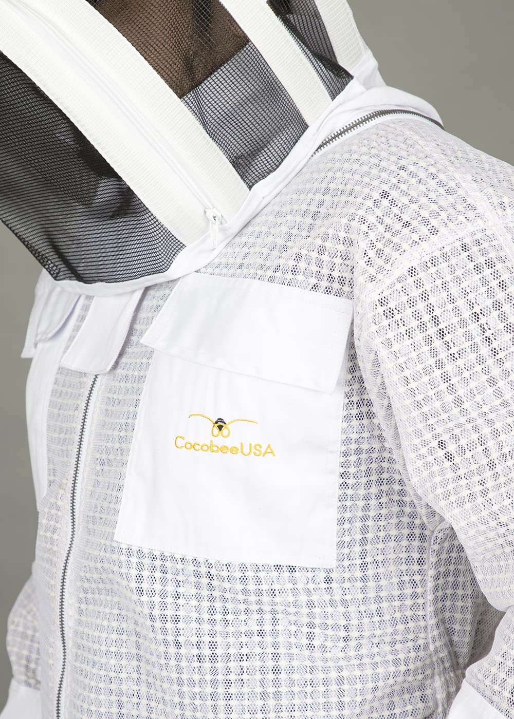 Ultra Breeze Premium 3 Layer White Mesh Beekeeping Suit with Fencing Veil Glove